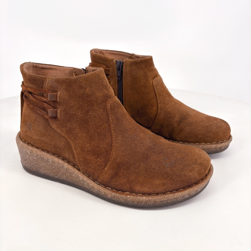 BORN | Viana Leather Wedge Bootie in Distressed Brown | Sz 7 - Picture 4 of 14